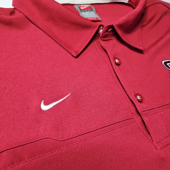 Stanford Cardinal Polo Shirt Red Nike Team Dri Fit White Swoosh Golf Men 2XL XXL - Picture 6 of 10